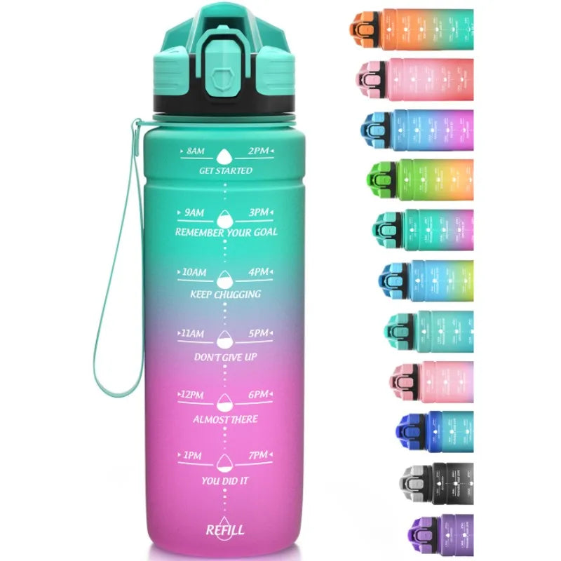 500/700/1000ML Sports Water Bottle With Time Marker Leakproof Portable Drinking Bottle For Outdoor Tour Fitness BPA Free Garrafa